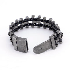 Titanium steel vintage belt buckle leather skull braided bracelet