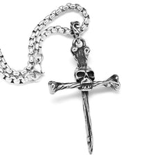 Personality Dark Skull Cross Titanium Steel Necklace