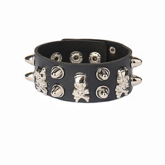 Punk Gothic Skull Rivet PU Bracelet