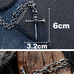 Personality Dark Skull Cross Titanium Steel Necklace